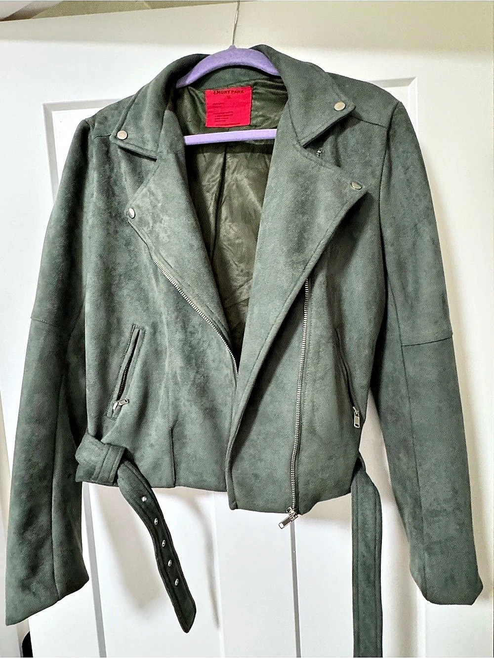 Emory Park Women's Green Moto Jacket Size Medium